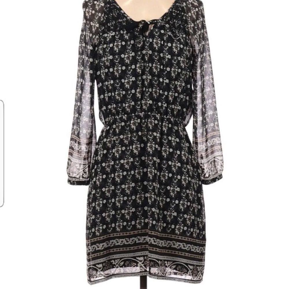 Madewell Black Floral Print Dress Size 00